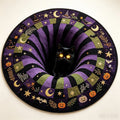Black Cat Portal 3D Illusion Halloween Rug – 40×40cm