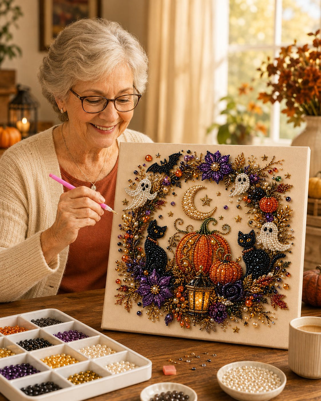 Complete Set – All 6 Styles Halloween pearl craft kit detail 1