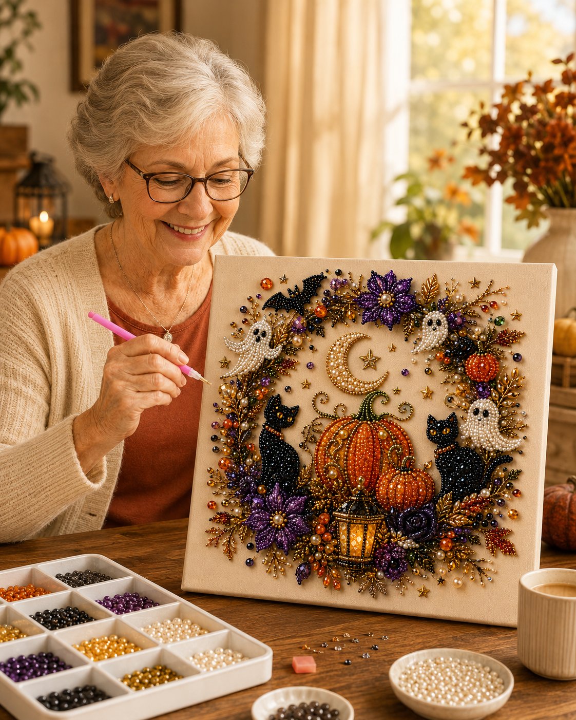 Complete Set – All 6 Styles Halloween pearl craft kit detail 1