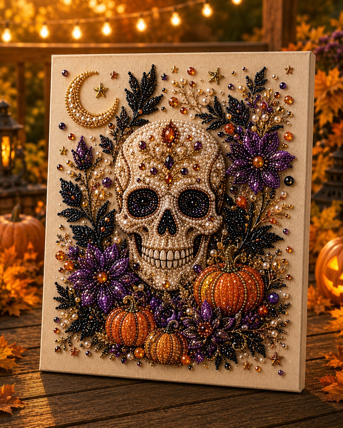 Skull Bloom Halloween pearl craft kit detail 1