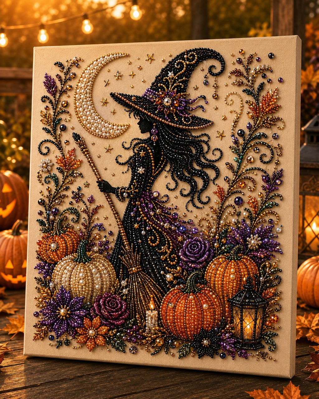 Witch Moon Magic Halloween pearl craft kit detail 1